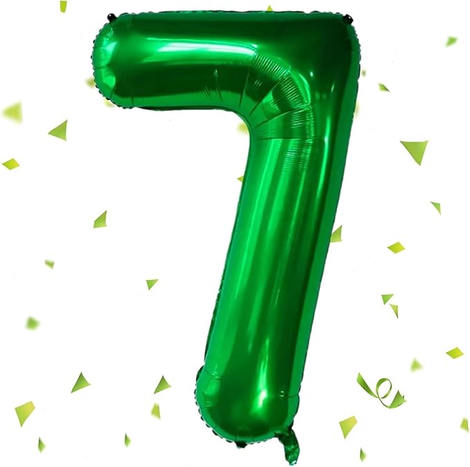 Green Number Balloons, 40 Inch Dark Green Balloon 7.7 Helium Balloon 7th Birthday for 7 Years Birthday Party Wedding Anniversary Decoration Children Girls Boys