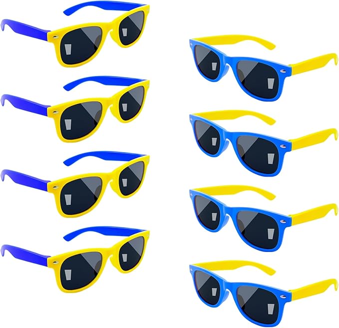 Pibupibu Kids Neon Colors Party Favor Supplies Unisex Sunglasses Pack of 8
