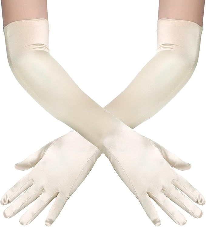 BABEYOND Long Opera Party 1920s Satin Tea Party Gloves Costume Stretchy Adult Size Elbow Length Bridal Gloves