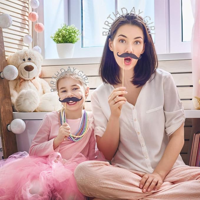 AOPRIE Birthday Girl Headband Tiara for Women & Girls - Happy Birthday Princess Crown Rhinestone Accessory, Silver