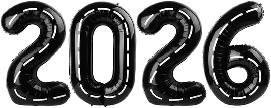 2026 Balloon Numbers - 40 Inch Race Car Theme New Years Eve Party Supplies 2026, Nye Decor Party Decorations Happy New Year, New Years Eve Foil Party Balloons