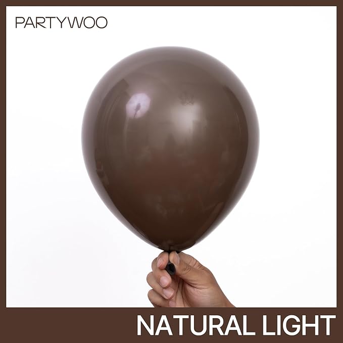 PartyWoo Dark Brown Balloons 50pcs 12 Inch Boho Coffee Neutral Fall Latex Helium Balloons for Bachelorette Baby Shower Anniversary Thanksgiving Birthday Autumn Theme Party Decorations Brown-F20