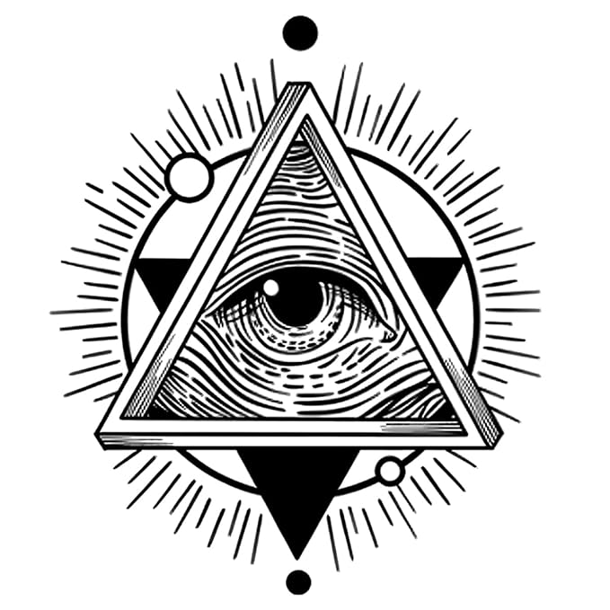 INKARTLINK Tattoo Tech, 2 Sheets Medium Semi Permanent Tattoo, Adult Art Design Temporary Tattoos, Lasts 1-2 Weeks, Waterproof, Realistic Look, No Adhesive, No Reflection (All-Seeing Eye Design)