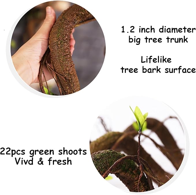 Bendable 63in Artificial Tree Twigs Cane Wood Vine Branches Fake Plants Trunk Garland with Leaves for Home Wedding Garden Wall Hanging Mantel Christmas Thanksgiving Day Decoration