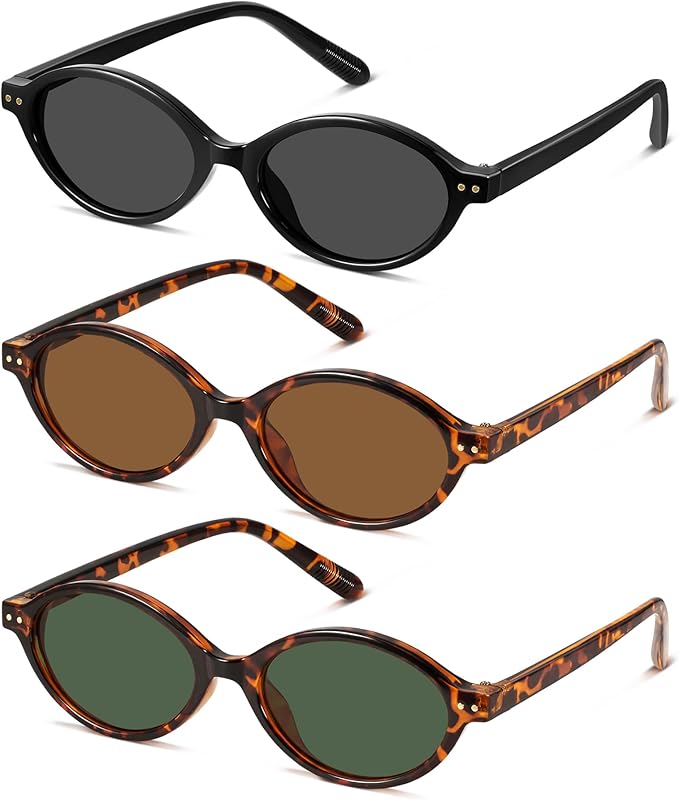 GRFISIA Retro Oval Sunglasses Womens Small Trendy Sun Glasses Sunnies UV400 Protection