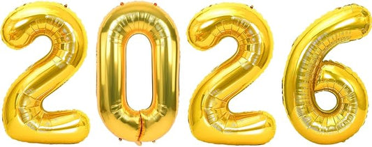 Gold 2026 Balloons New Years Balloons 2026 Balloon Nnumbers for Happy New Year Decorations 2026 Signs Graduation Anniversary Balloons Decor