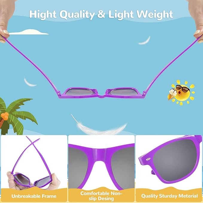 Black Sunglasses Party Favors - 12 Pack Sunglasses Bulk for Wedding Graduation Birthday Pool Beach Party Supplies
