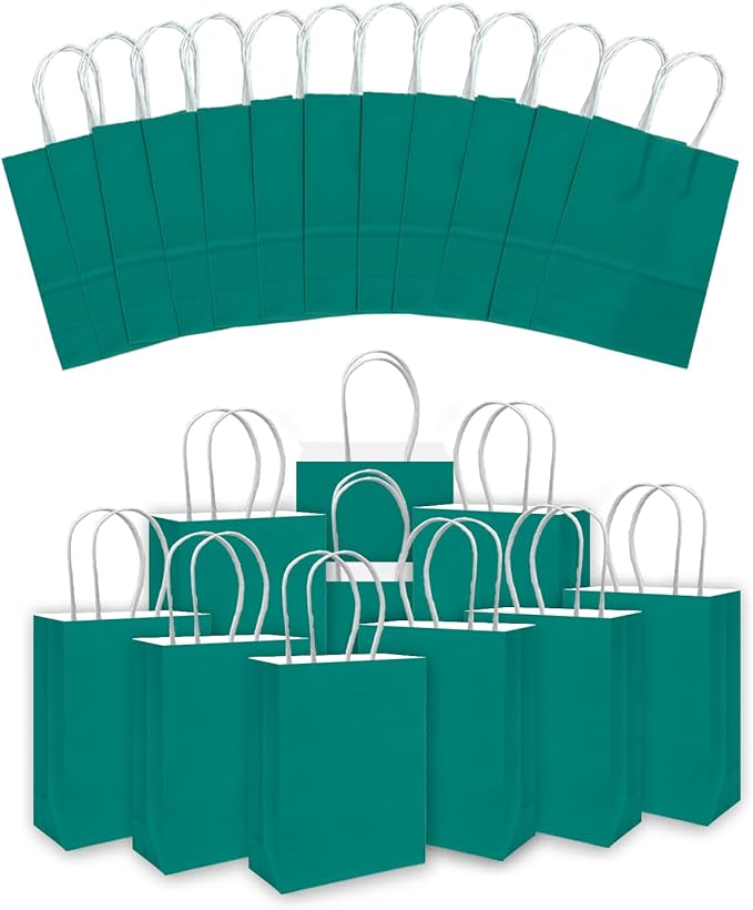 qiqee 30PCS Medium Gift Bag with Handles Bulk 11"x5"x8" Gift Bags Deep Green Bags Multiple Uses (Medium Size)