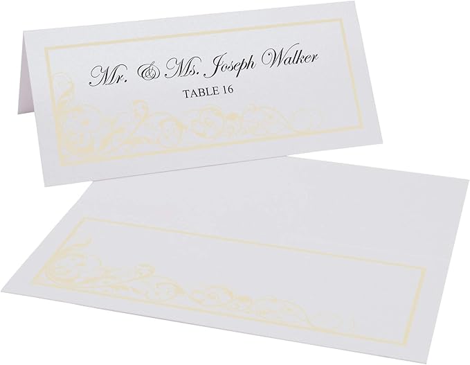 Scribble Vintage Swirl Place Cards, Ivory (Choose Color), Set of 60, Pre-cut and Scored - Wedding, Party, Dinner, and Special Events - Made in the USA