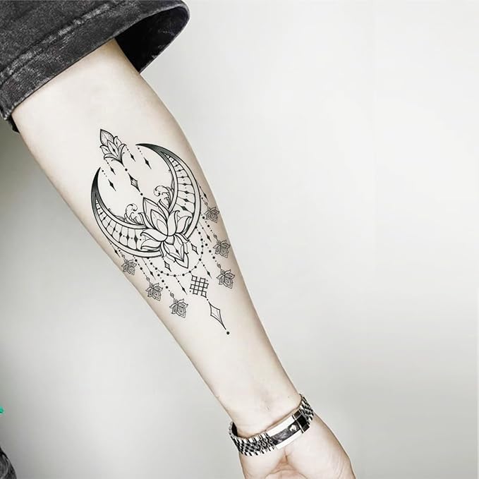 37 Pcs Temporary Tattoos Waterproof Bulk Pack - Large Black Mandala Floral Tattoo Stickers for Adults Women Men, Festival Party Body Art Transfers (10 Sheets)