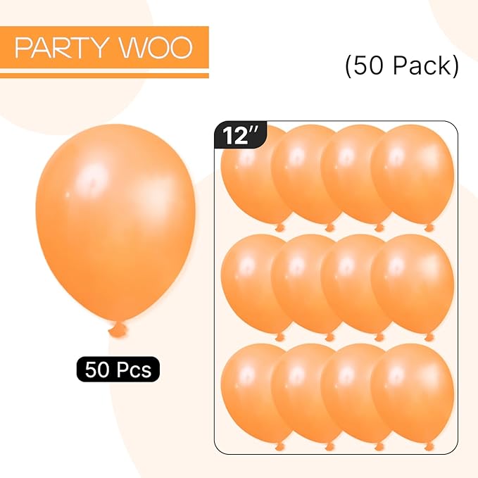 PartyWoo Pearl Orange Balloons 50pcs 12 Inch Fall Pumpkin Latex Balloons for Graduation Thanksgiving Halloween Little Cutie Baby Shower Birthday Wedding Fall Themed Party Decorations Orange-Z28