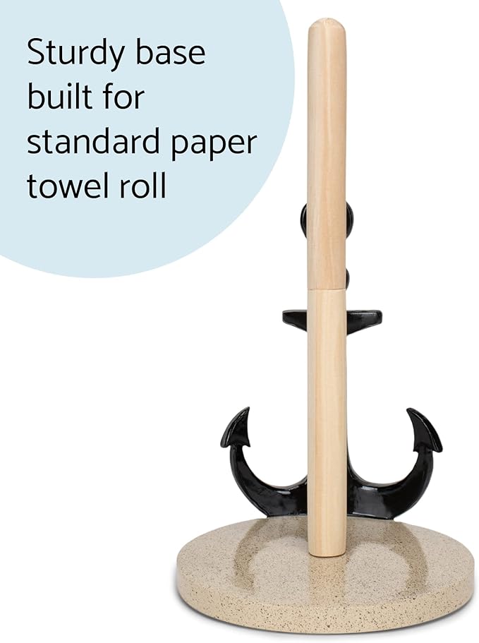 Elanze Designs Nautical Anchor 12 inch Resin and Wood Paper Towel Holder