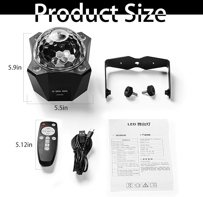 Disco Ball Party Lights Sound Activated with Strobe Effect for Halloween Christmas Parties Birthday Karaoke Wedding Home Club Decor