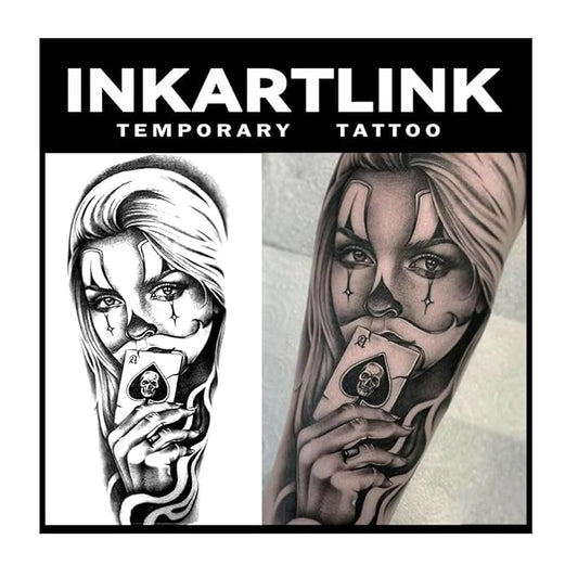 INKARTLINK 2 Sheets Extra large Semi Permanent Tattoos, Temporary Tattoos, Adult Art Designs, Waterproof, Realistic, No Adhesive, Non-Reflective, Lasts 1-2 Weeks ((Mexican Day of the Dead 1)