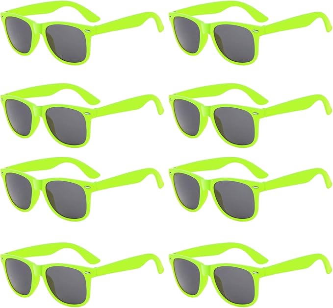 Pibupibu Neon Colors Party Favor Supplies Unisex Sunglasses Pack of 8