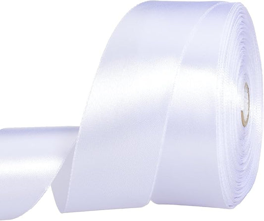 1 1/2 Inch White Solid Satin Ribbon, 50 Yards Craft Fabric Ribbon for Gift Wrapping Floral Bouquets Wedding Party Decoration