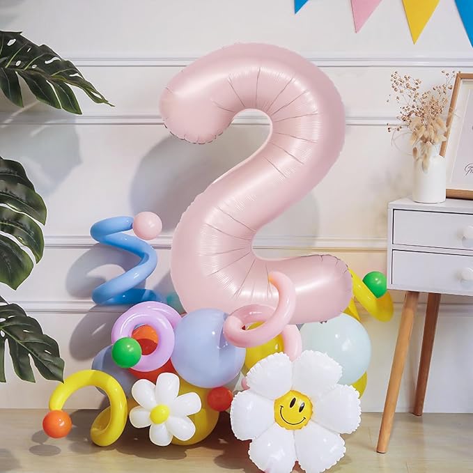 40 inch Pink Number Balloon Light Pink 6 Balloon Matte Pink Number 6 Balloon for 6th Birthday Party Decorations