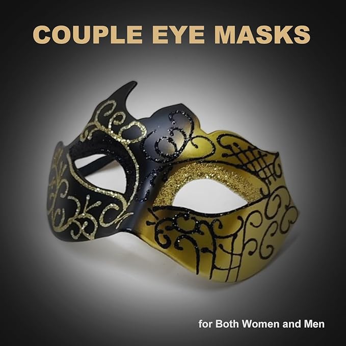Couple Masquerade Mask for Women Men Shiny Venetian Mask Halloween Mask for Party Prom Ball Costume Lace Masks