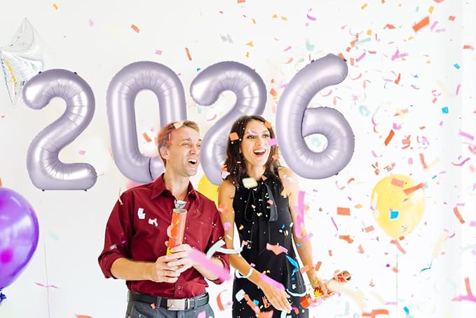 Lilac 2026 Number Balloon, Lilac Number Balloons 40 Inch, 2026 Balloon Birthday Decorations, 2026 Birthday Party Supplies