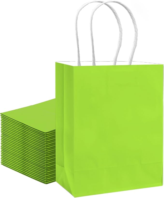 qiqee 30PCS Medium Gift Bag with Handles Bulk 11"x5"x8" Gift Bags Plum Green Bags Multiple Uses (Medium Size)