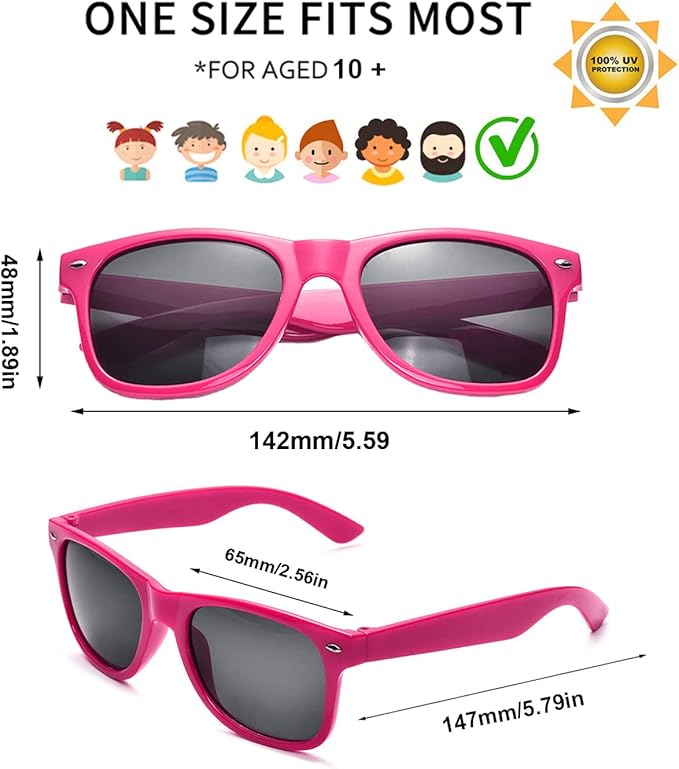 Pibupibu Neon Colors Party Favor Supplies Unisex Sunglasses Pack of 8