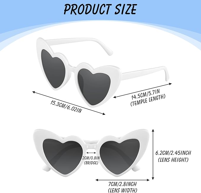 12 Pack Bachelorette Sunglasses Heart Shaped Sunglasses Vintage Heart Glasses for Women Wedding Party Decor