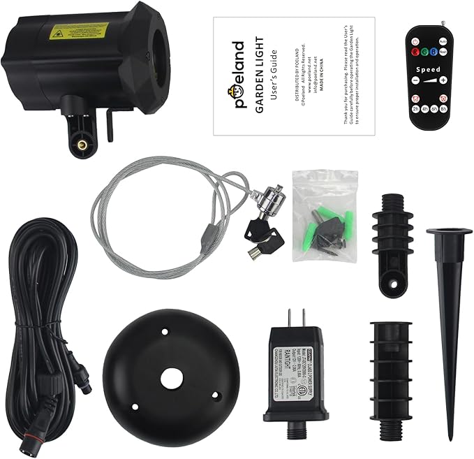 Poeland Christmas Laser Projector Lights Waterproof Outdoor Garden Decorative Lighting with Security Lock 3 Color Red Green Blue