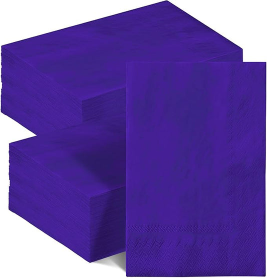 qiqee Deep Purple Paper Napkins 13 * 16inch Guest Paper Disposable Towels Napkin Paper Hand Towels for Wedding, Dinner, Birthday Party, Dessert Cocktail ＆ Kitchen Napkins（ 120 Count）