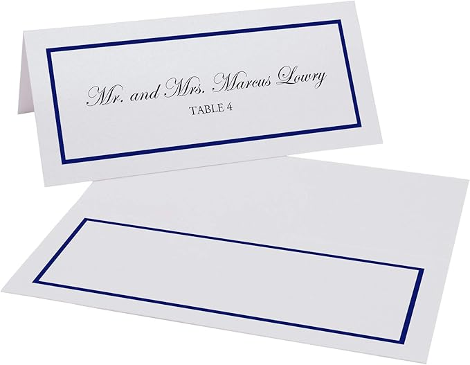 Single Line Border Place Cards, Navy (Choose Color), Set of 60, Pre-cut and Scored - Wedding, Party, Dinner, and Special Events - Made in the USA