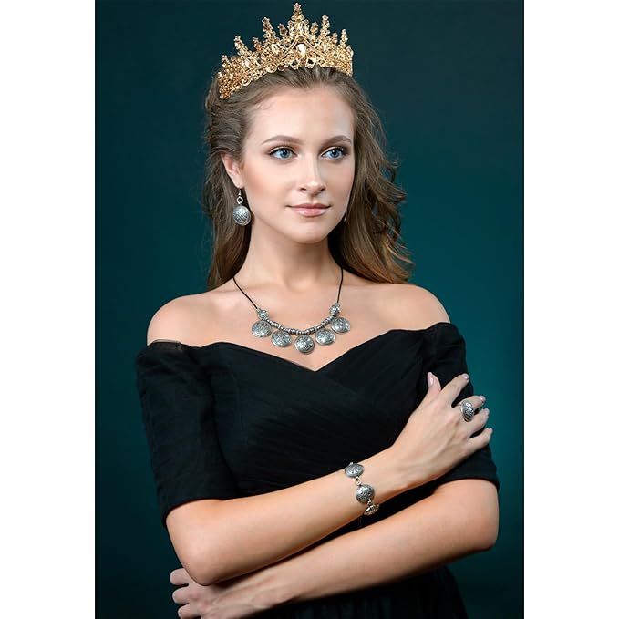 VELSCRUN Birthday Queen Tiara Crowns for Women Girls Gold Crystal Birthday Queen Headband Sash Elegant Princess Crown Happy Birth Party Decorations Mom Sisters Birth Gift Hair Accessories