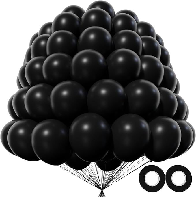 KAWKALSH 200pcs Black Balloons 5 Inch, Small Mini Latex Balloons for Party Birthday Baby Shower Anniversary Festival Arch Garland Decoration