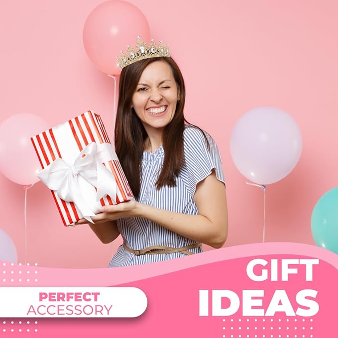 Birthday Tiara Crown with Sash for Women, Headband Hair Accessories for Wedding Party Costume