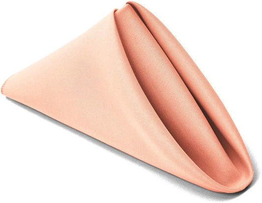 TableLinensforLess 17"x17" Polyester Cloth Napkins, Set of 6 (Blush Pink) | Easy-Care, No-Iron Finish, Superior Color Retention, Machine Washable