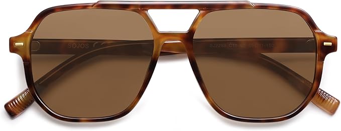 SOJOS Retro Trendy Aviator Polarized Sunglasses Men Women Vintage 70s Square Stylish Frame Sun Glasses SJ2283