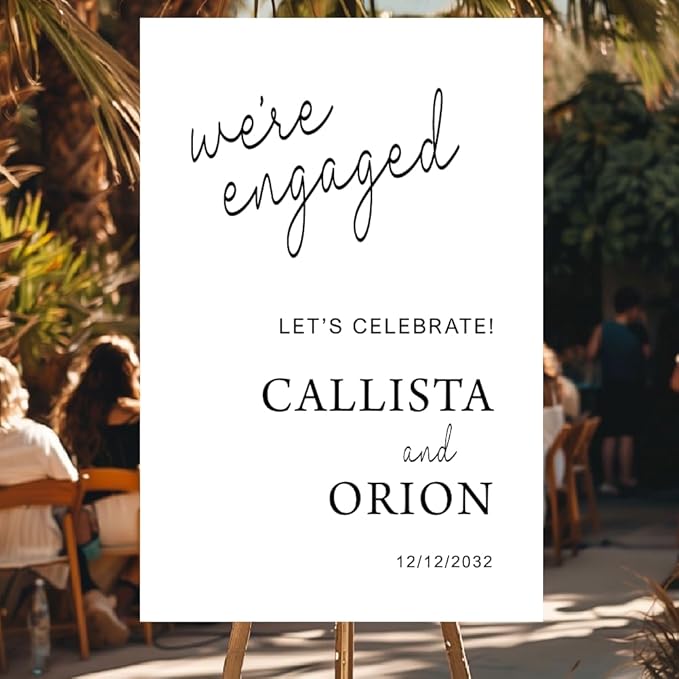 Personalized Engagement Welcome Sign – Minimalist Engagement Party Yard Sign – We’re Engaged Signs – Engagement Party Decorations for Couple - She Said Yes! (Version 5)
