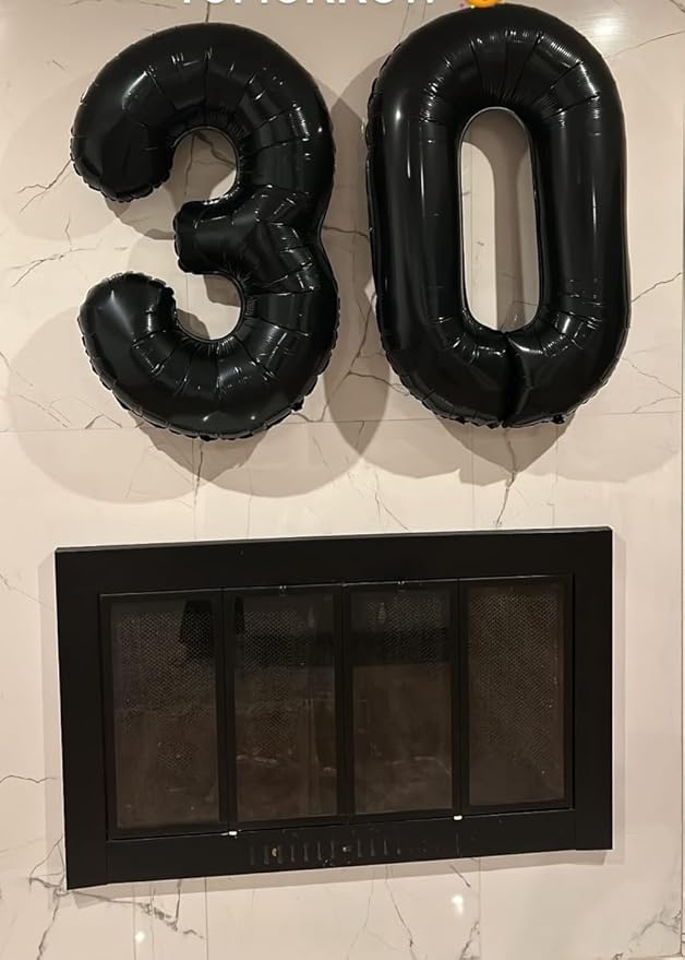 Smlpuame 40 inch Number Balloon 0-9 Black Large Number 30 Balloons,Digital Balloons for Birthday Party Celebration Decorations Supplies, Helium Foil Number Balloons for Wedding Anniversary