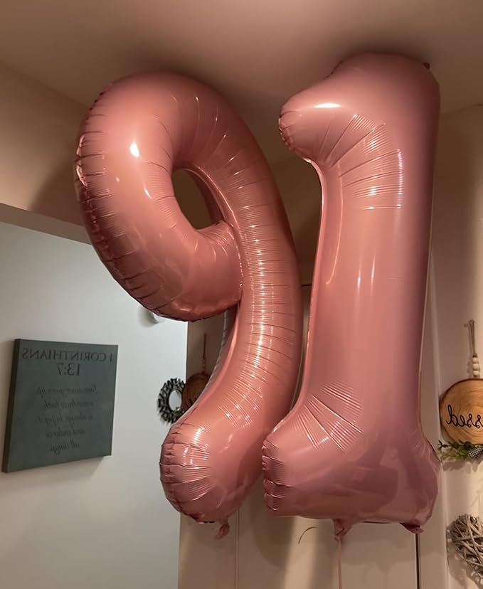 Smlpuame Pastel Pink 9 Balloons, 40 Inch Large Light Pink Foil Number Balloons 0-10, Self-Sealing 9th Birthday Balloon for Girls Women Anniversary Baby Shower Princess Party Decorations Supplies