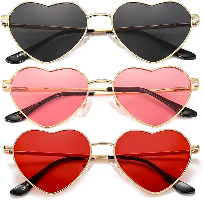 JOVAKIT Polarized Heart Sunglasses for Women Fashion Lovely Style Metal Frame UV400 Protection Lens