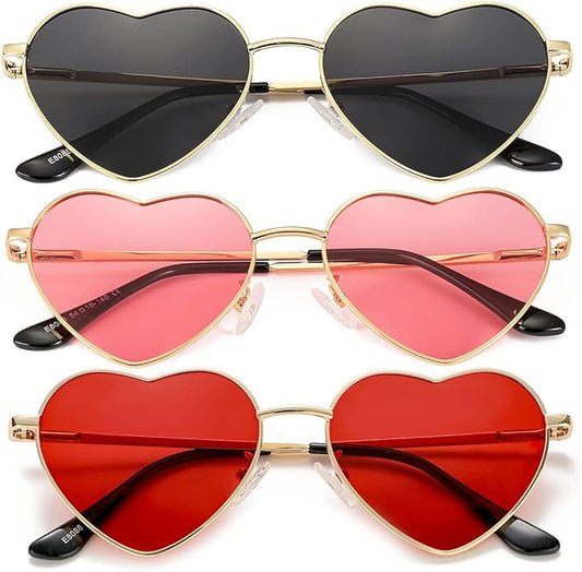 JOVAKIT Polarized Heart Sunglasses for Women Fashion Lovely Style Metal Frame UV400 Protection Lens