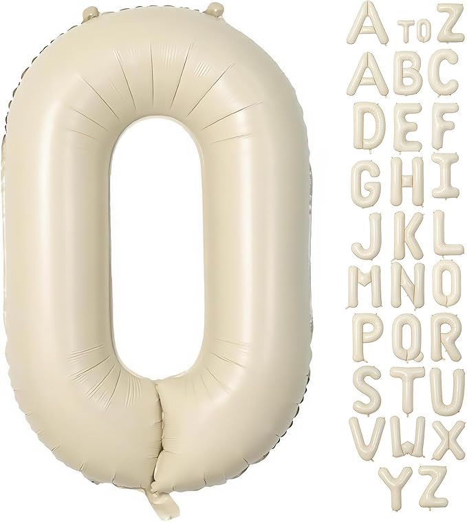 Cream Letter O Balloons,40 Inch Balloons Letter O Mylar Helium Large O Balloon for Birthday Party Anniversary Decorations