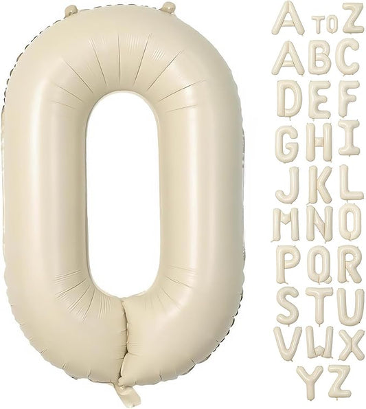 Cream Letter O Balloons,40 Inch Balloons Letter O Mylar Helium Large O Balloon for Birthday Party Anniversary Decorations