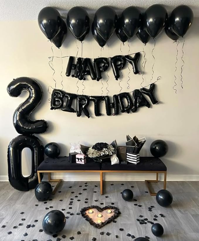 Black 40 Inch 20 Number Balloons, Balloon Decorations for 20 Birthday, Foil Giant 20 Birthday Graduations Anniversary Party