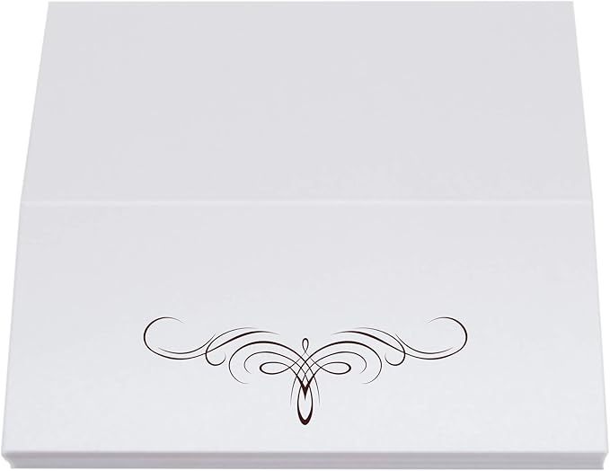 Decadent Flourish Place Cards, Chocolate (Choose Color), Set of 60, Pre-cut and Scored - Wedding, Party, Dinner, and Special Events - Made in the USA