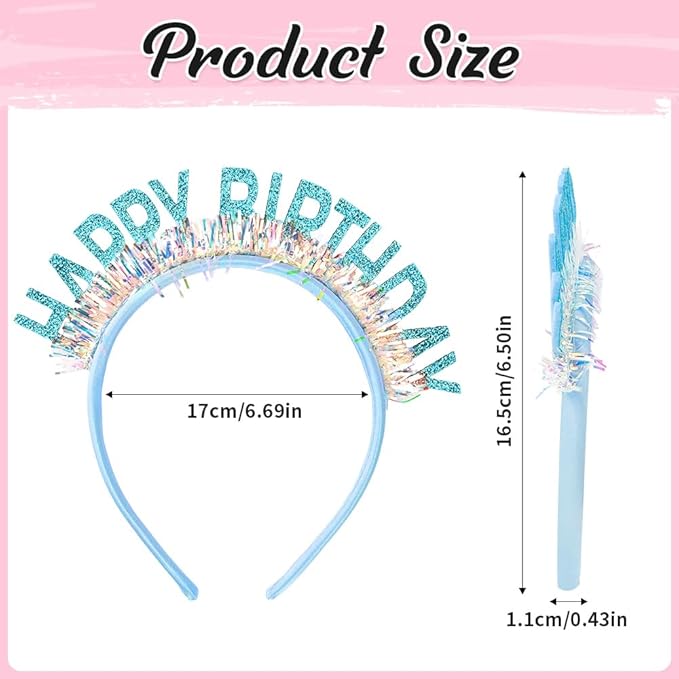 Birthday Headband Tiara, Happy Birthday Headband Tiara Accessories for Women, Blue Tiaras Crown Accessories Decorations Party Favors for Girl Princess