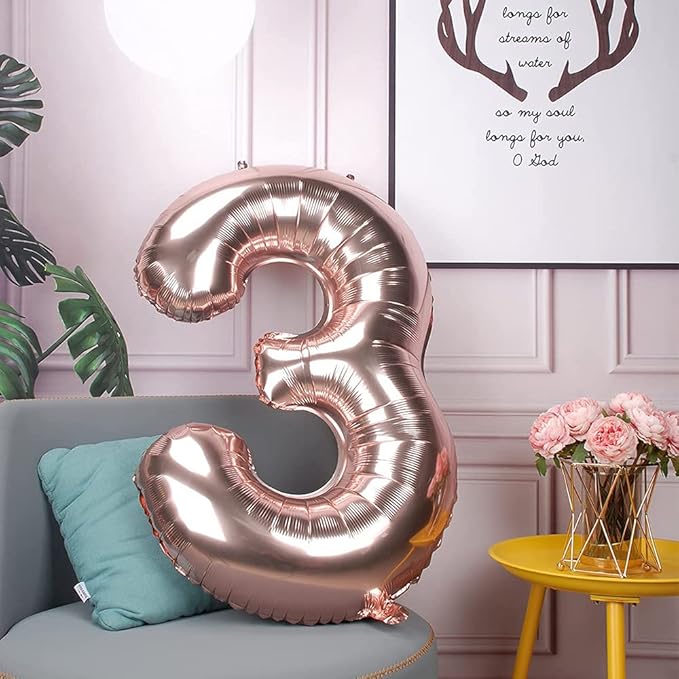 Rose Gold 30 Number Balloons Big Giant Jumbo Large Number 30 Foil Mylar Balloons for Women Men 30th Birthday Party Supplies 30 Anniversary Events Decorations-40 inch