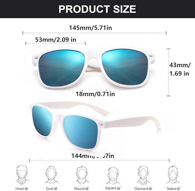 Fsmiling White Sunglasses Bulk Adult Party Sunglasses 80s Glasses Pack for Men Women Party Favors-10Pack