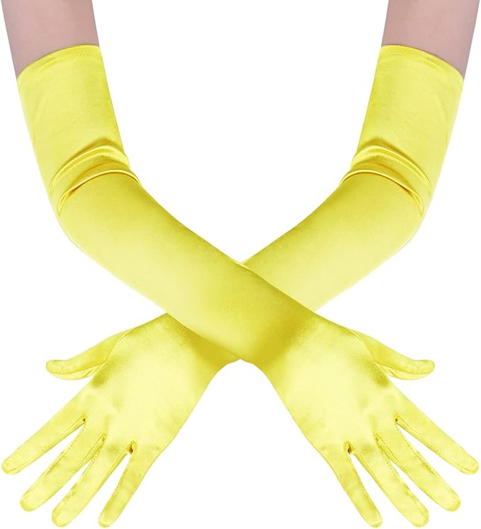 BABEYOND Long Opera Party 1920s Satin Tea Party Gloves Costume Stretchy Adult Size Elbow Length Bridal Gloves