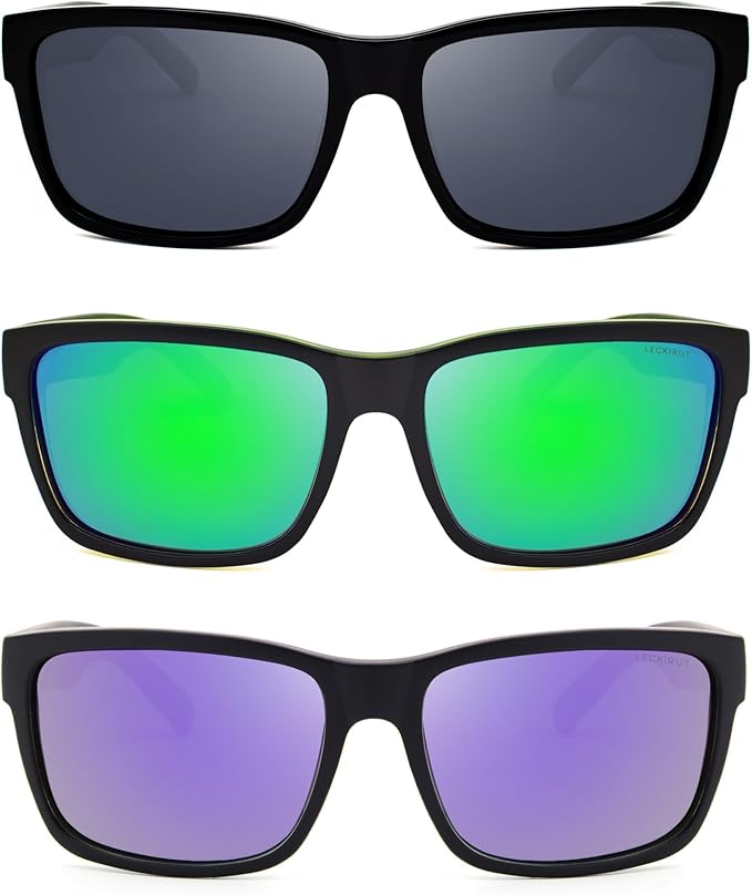 LECKIRUT Vintage Polarized Sunglasses for Men Women Retro Oversized Square Mirror Sun Glasses