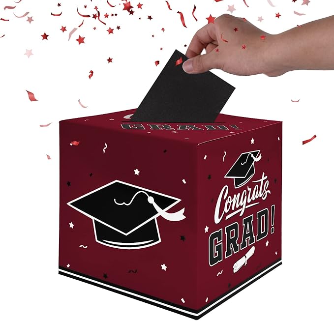 Gatherfun Graduation Party Favors Gift Decor Card Box Supplies Maroon