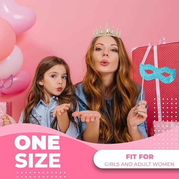 Birthday Tiara Crown with Sash for Women, Headband Hair Accessories for Wedding Party Costume